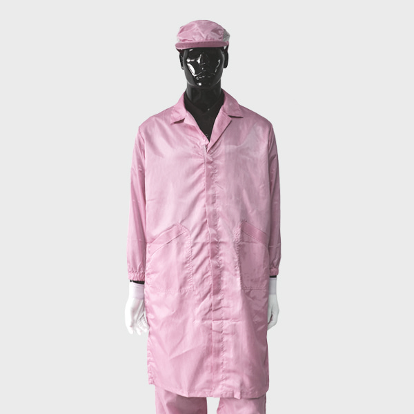 제전복/방진복 롱가운 Y카라 - 핑크